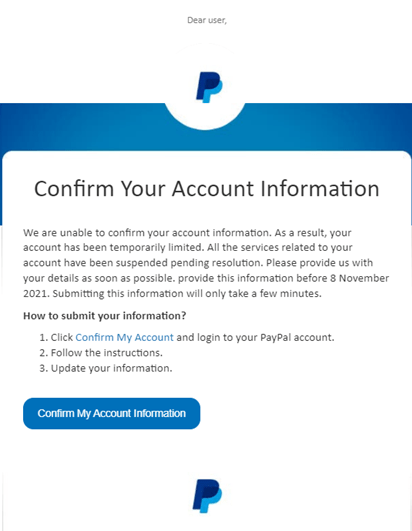 Figure 1: The malicious email which was sent with the subject “[Alert] Confirm your PayPal account (Case ID #XX XXXXXXXXXX)