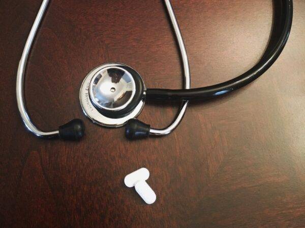 Stethoscope and medicine