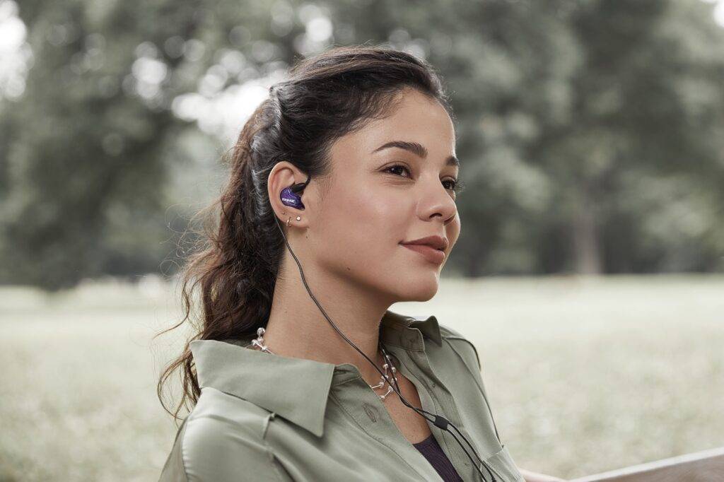 Shure Special Edition Purple SE215 earphones (lifestyle)
